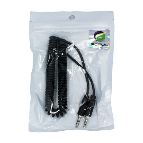 3.5mm Audio Cable Aux-in Car Stereo Speaker Cord - Coiled - Black - Fonus P19 - Image 3
