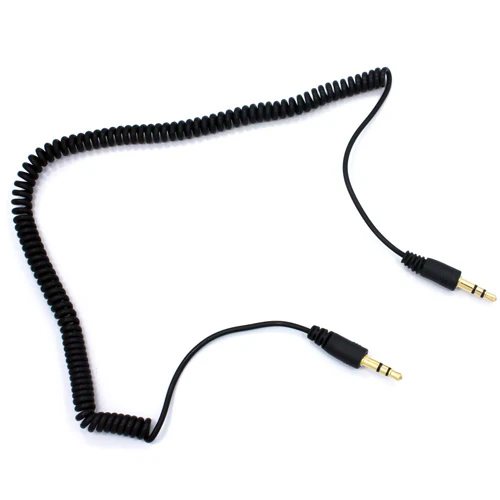 3.5mm Audio Cable Aux-in Car Stereo Speaker Cord - Coiled - Black - Fonus D03 - Image 2