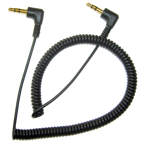 3.5mm Audio Cable Aux-in Car Stereo Speaker Cord - Right Angle - Coiled - Black - Fonus F95 - Image 2