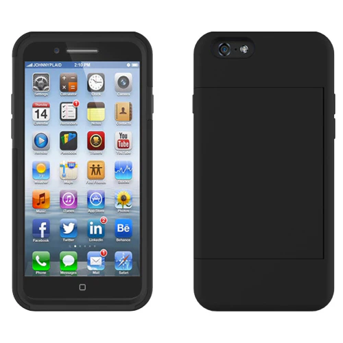 Hybrid Case Dual Layer Armor Bumper Cover - ID Card Slot - Black - Selna N10 - Image 2