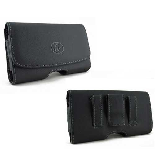 Leather Case Belt Clip Holster Cover - LCASE56 - Black - D07 - Image 2