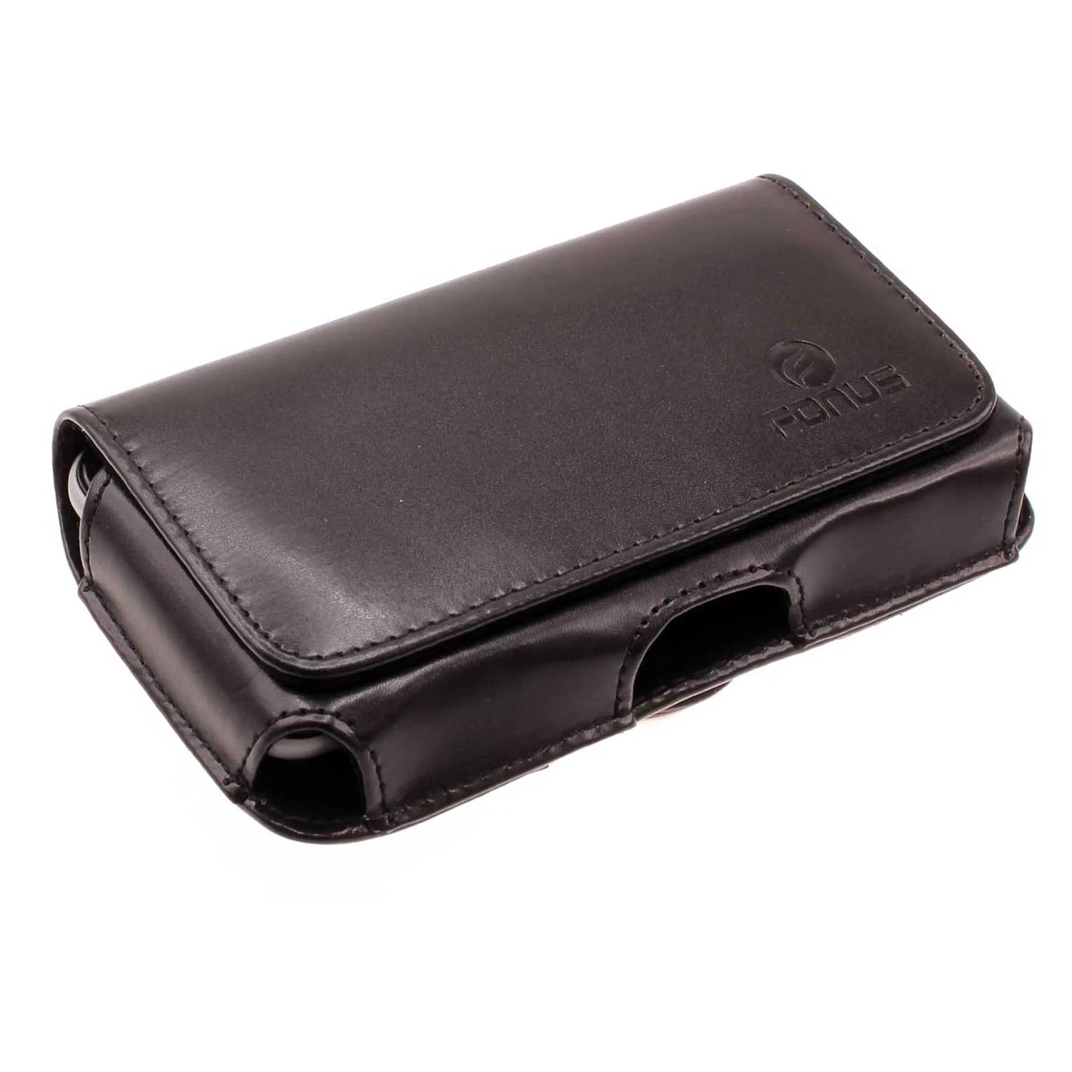 Leather Case Belt Clip Swivel Holster Cover - LCASE17 - Black - Fonus M28