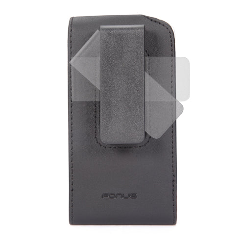 Leather Case Belt Clip Swivel Holster - Vertical Cover - LCASE22 - Black - Fonus E58 - Image 4