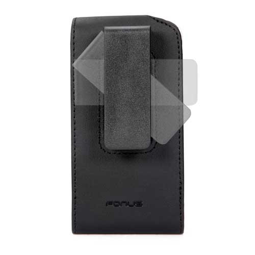 Fonus Black Vertical Leather Case Cover Pouch with Swivel Belt Clip - S5 Size - Black - Fonus C93 - Image 4