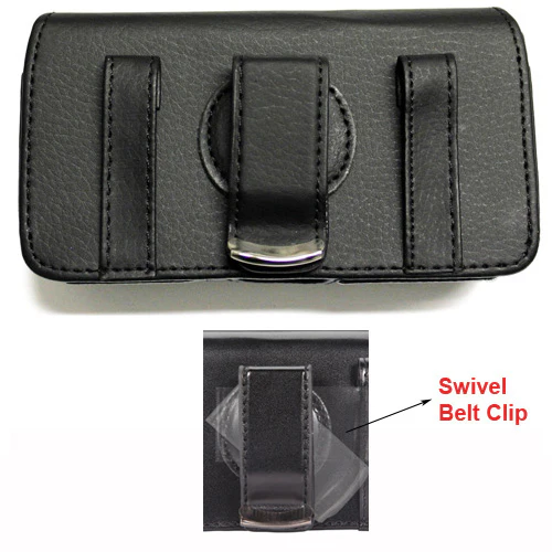 Leather Case Belt Clip Swivel Holster Cover - LCASE26 - Black - Xenda D62 - Image 3