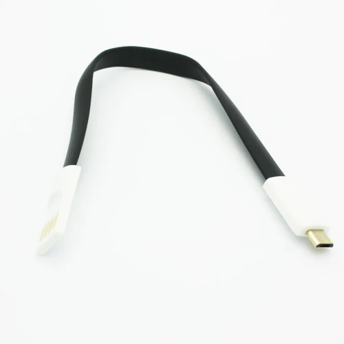 Short Micro USB Cable Charger Cord - Flat - Magnetic - Black - Fonus M38 - Image 2
