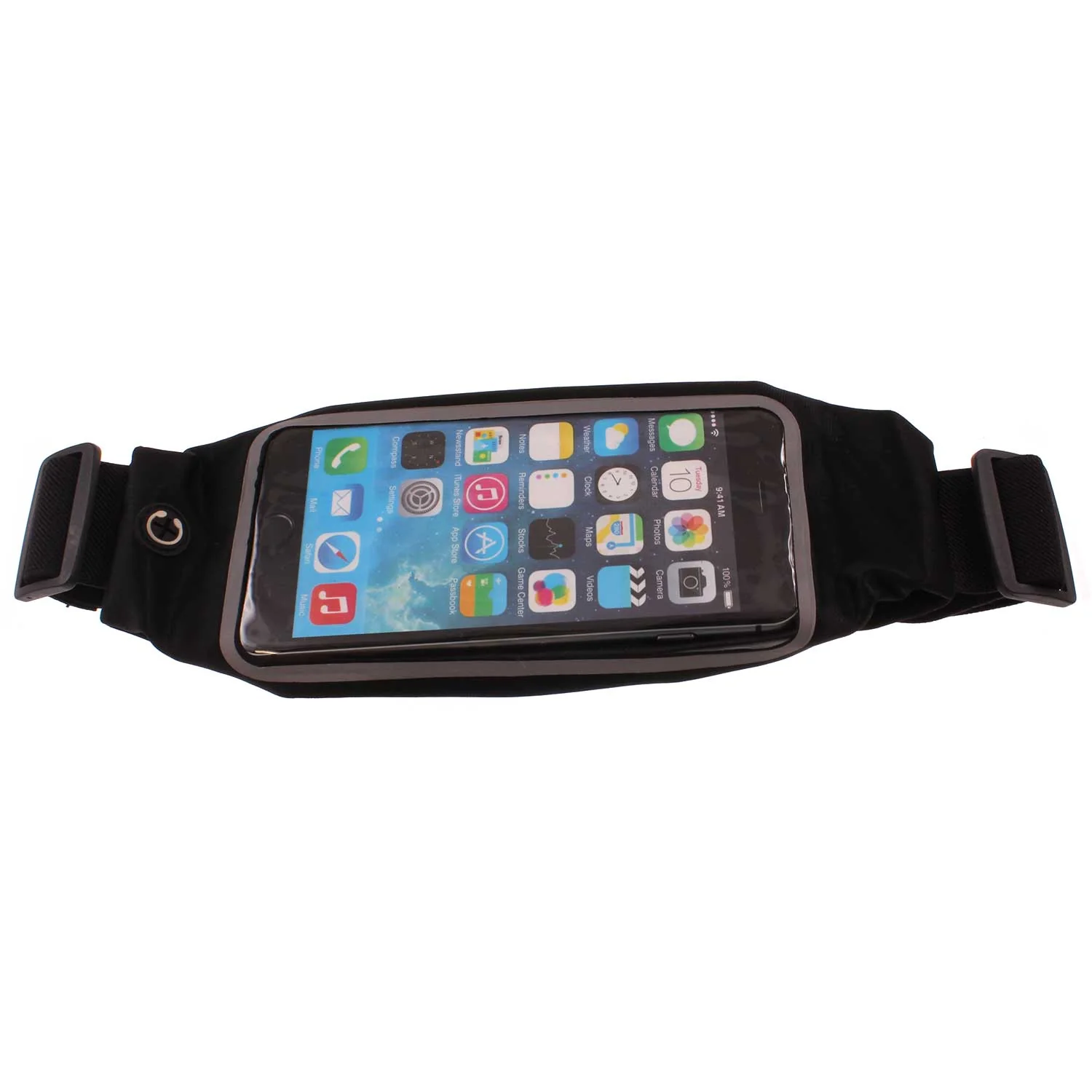 Waist Bag Sports Running Cover - Touch Screen Window - L - Reflective - Black - Fonus C66