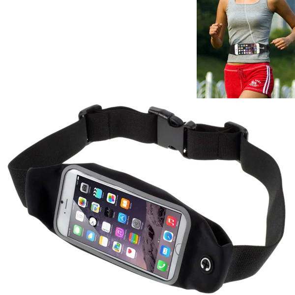 Waist Bag Sports Running Cover - Touch Screen Window - M - Reflective - Black - Fonus M55 - Image 10