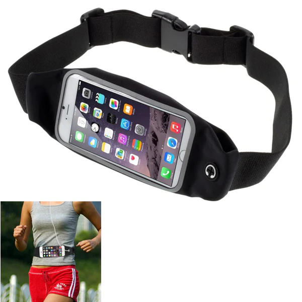 Waist Bag Sports Running Cover - Touch Screen Window - M - Reflective - Black - Fonus M55 - Image 11