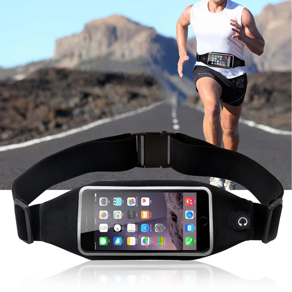 Waist Bag Sports Running Cover - Touch Screen Window - M - Reflective - Black - Fonus M55 - Image 12