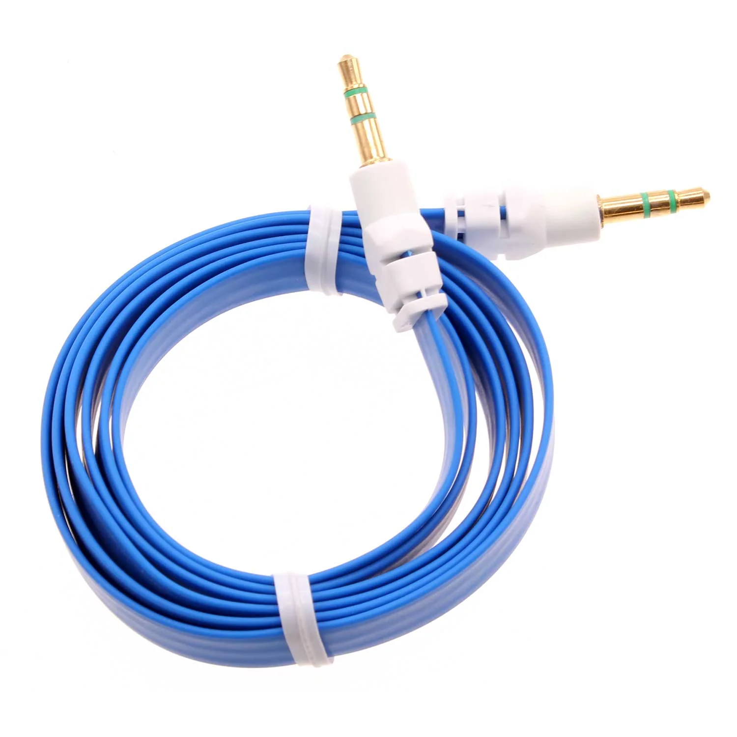 3.5mm Audio Cable Aux-in Car Stereo Speaker Cord - Flat - Blue - Fonus J17