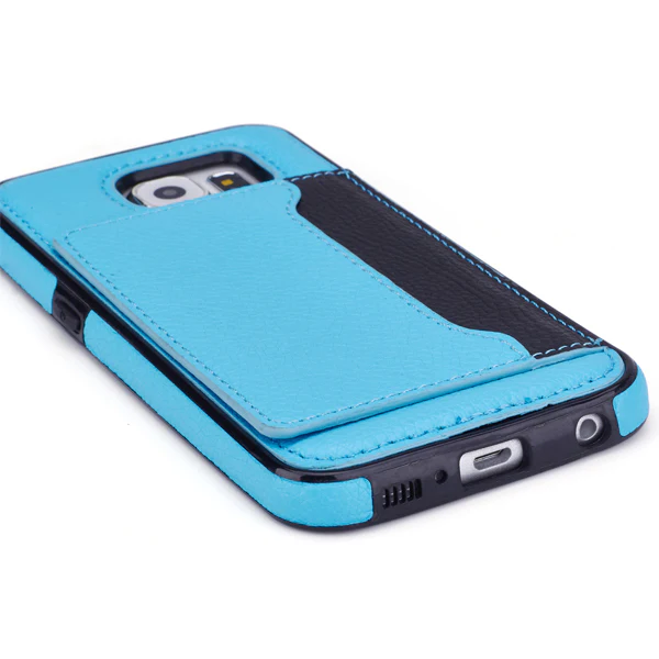 Leather Case Luxury Wallet Cover Credit Card ID Slot Stand - Aqua Blue - Selna N86 - Image 5