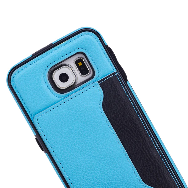 Leather Case Luxury Wallet Cover Credit Card ID Slot Stand - Aqua Blue - Selna N86 - Image 6
