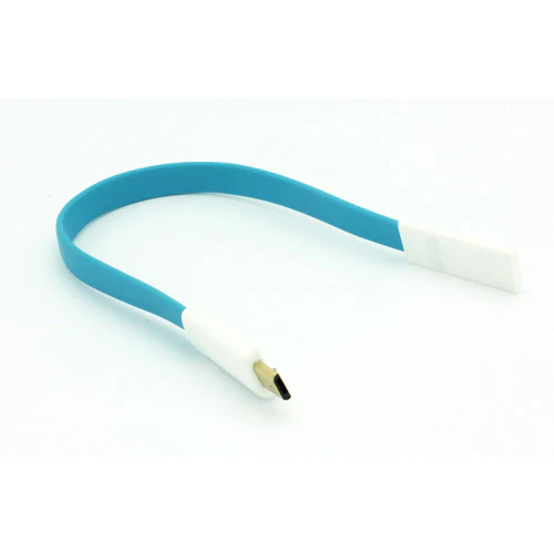 Short Micro USB Cable Charger Cord - Flat Magnetic - Blue - Fonus M77 - Image 4