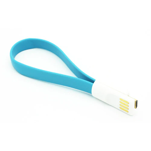Short Micro USB Cable Charger Cord - Flat Magnetic - Blue - Fonus M77 - Image 6