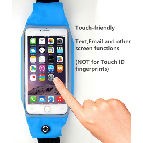 Waist Bag Sports Running Cover - Touch Screen Window - L - Reflective - Blue - Fonus J95 - Image 5