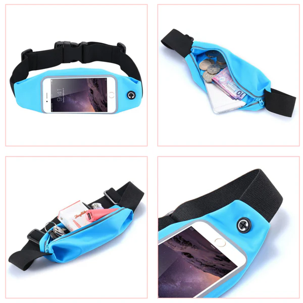 Waist Bag Sports Running Cover - Touch Screen Window - M - Reflective - Blue - Fonus A09 - Image 8
