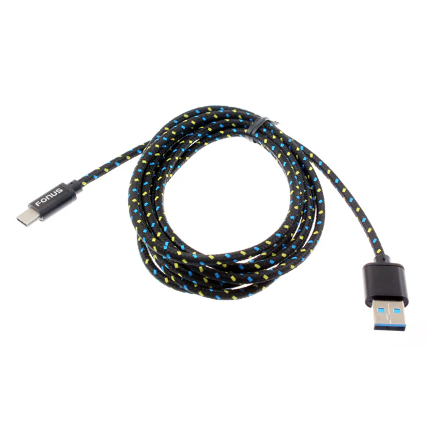6ft USB-C Cable Charger Cord - Braided - Black - Fonus D08 - Image 3