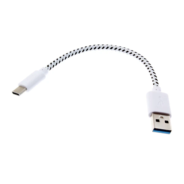 Short USB-C Cable Charger Cord - Braided - White - Fonus S39 - Image 3