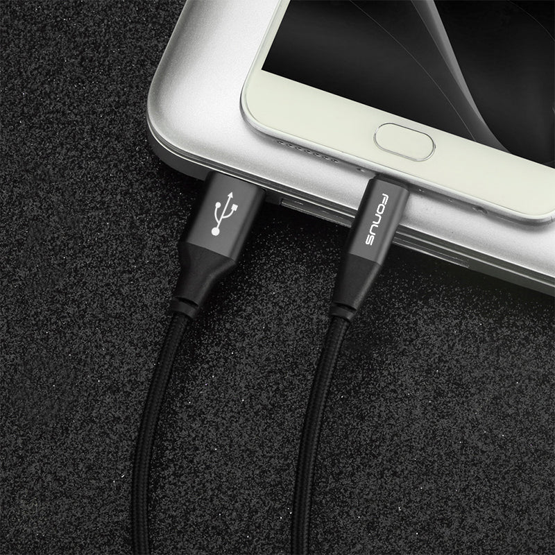 6ft USB-C Cable Charger Cord - Braided - Black - Fonus R08 - Image 3