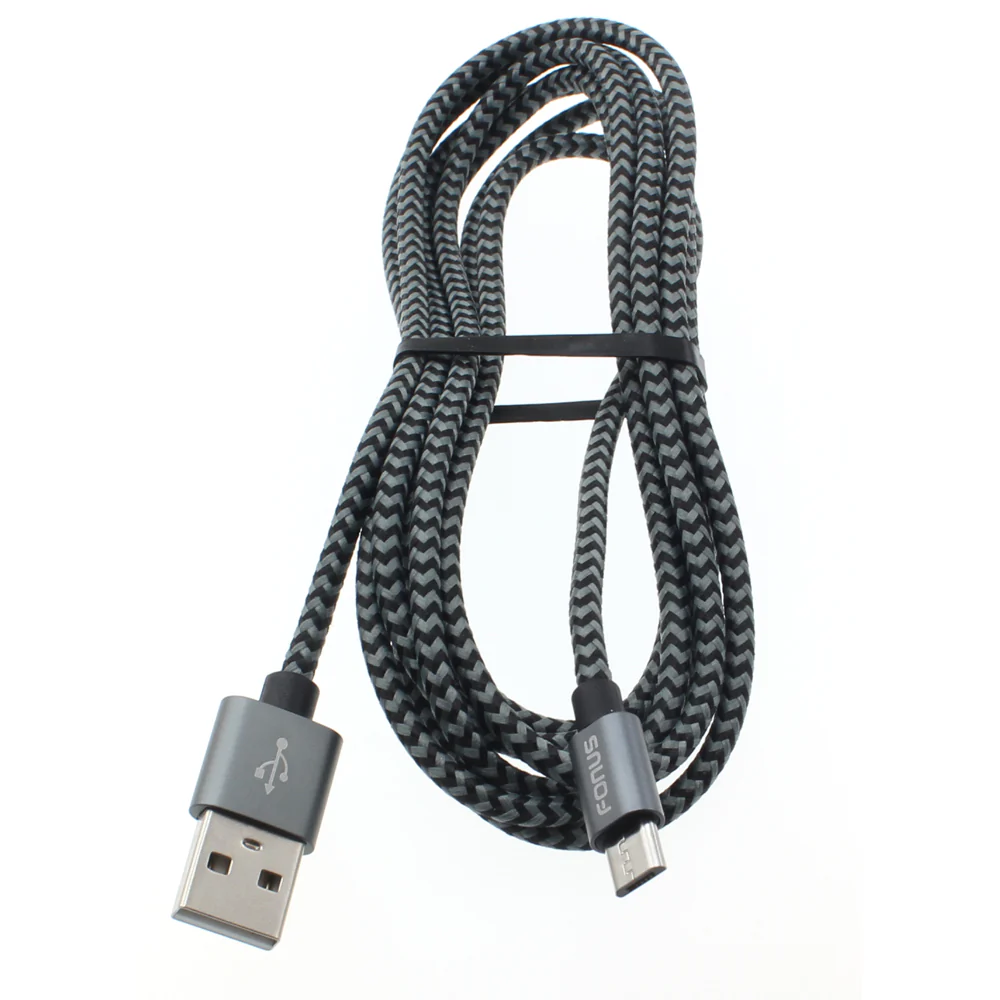 6ft Micro USB Cable Charger Cord - Braided - Gray - Fonus R39