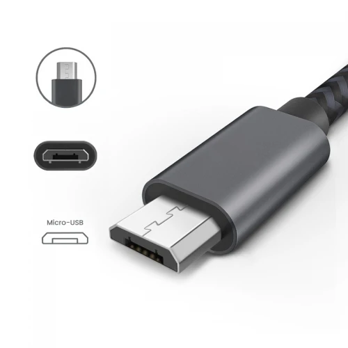 6ft Micro USB Cable Charger Cord - Braided - Gray - Fonus R39 - Image 3