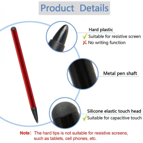 Red Stylus Capacitive and Resistive Pen Touch Compact Lightweight - Image 3