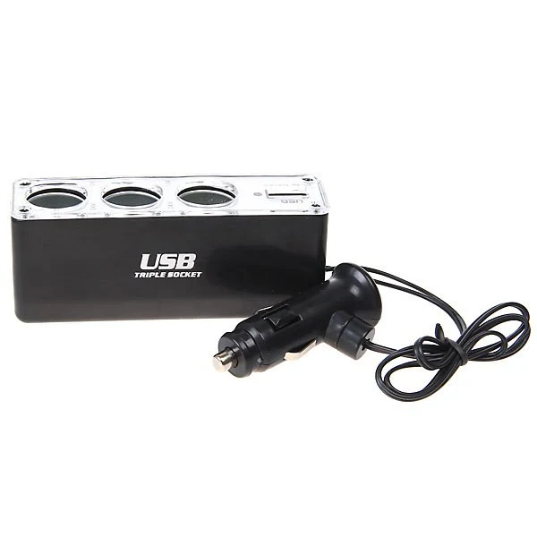 3-Port 12V DC Socket Car Charger Adapter Splitter USB Port - Fonus D83 - Image 2