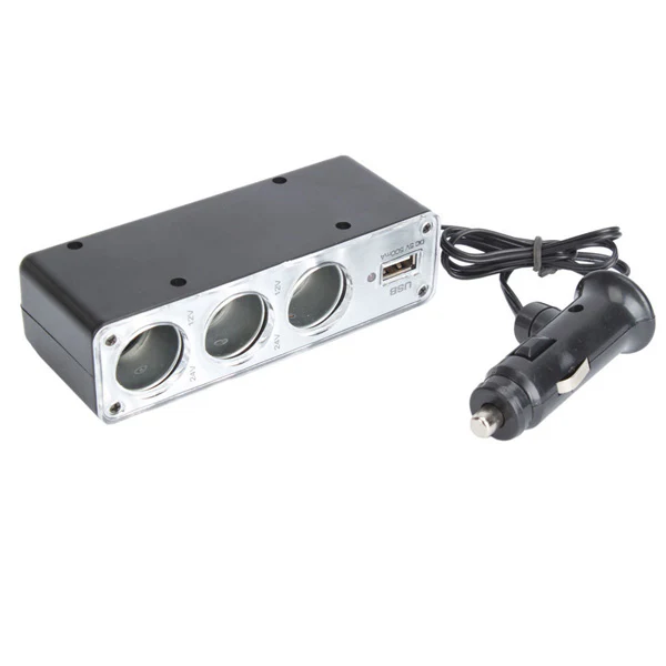 3-Port 12V DC Socket Car Charger Adapter Splitter USB Port - Fonus D83 - Image 4