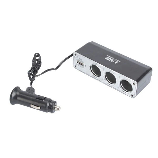 3-Port 12V DC Socket Car Charger Adapter Splitter USB Port - Fonus D83 - Image 5