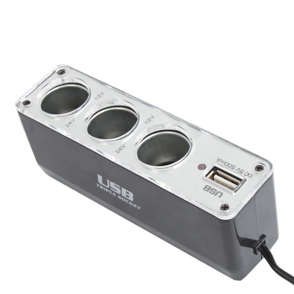 3-Port 12V DC Socket Car Charger Adapter Splitter USB Port - Fonus D83 - Image 6
