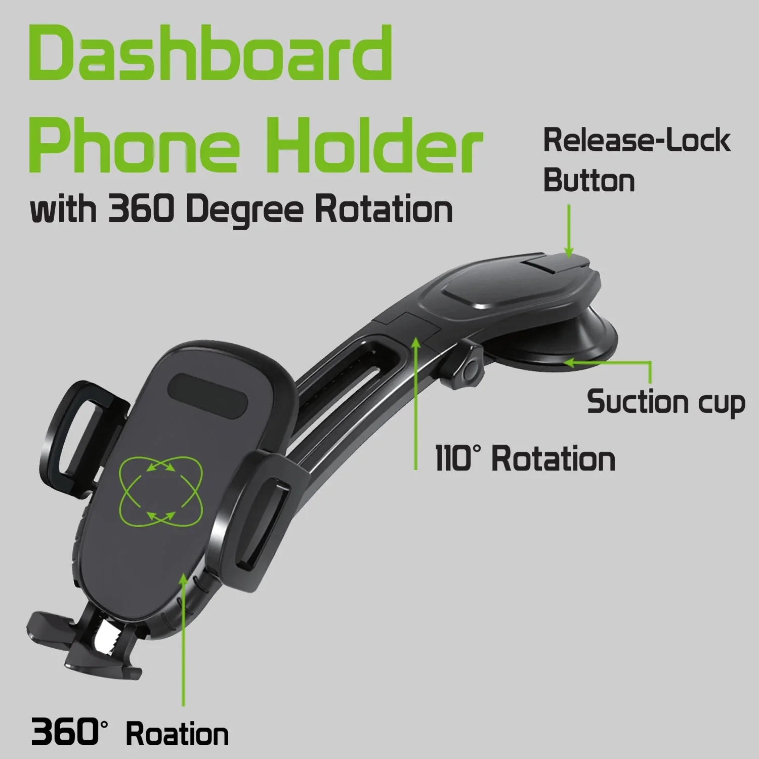 Car Mount Dash Holder Cradle Rotating Dock Strong Grip - ZDZ84 - Image 2