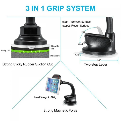 Magnetic Car Mount Phone Holder for Dash and Windshield - Fonus D59 - Image 3