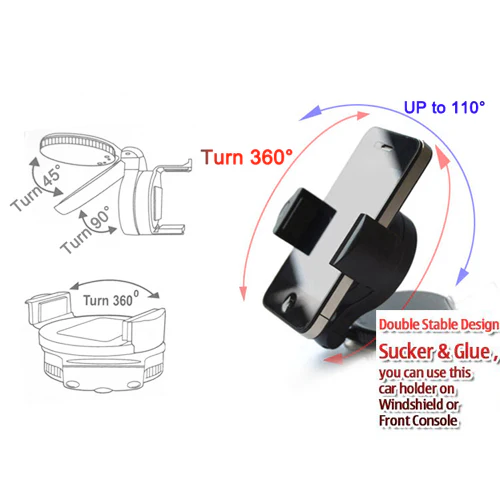 Car Mount Phone Holder for Dash and Windshield - Compact - Fonus B90 - Image 4
