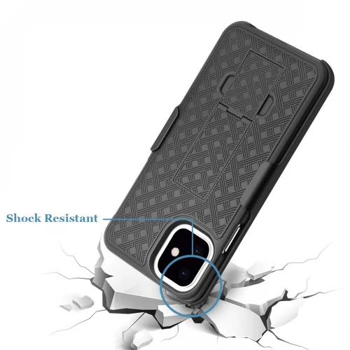 Case Holster Combo Swivel Belt Clip - Shockproof - Kickstand - Black - Fonus J44 - Image 2