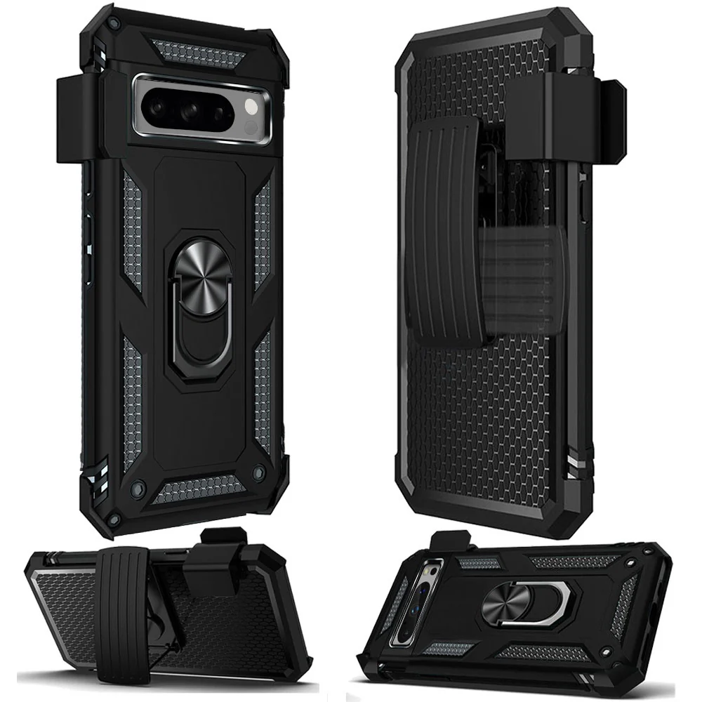 Case Belt Clip Holster Swivel Metal Ring Cover Kickstand Armor - ZDF78