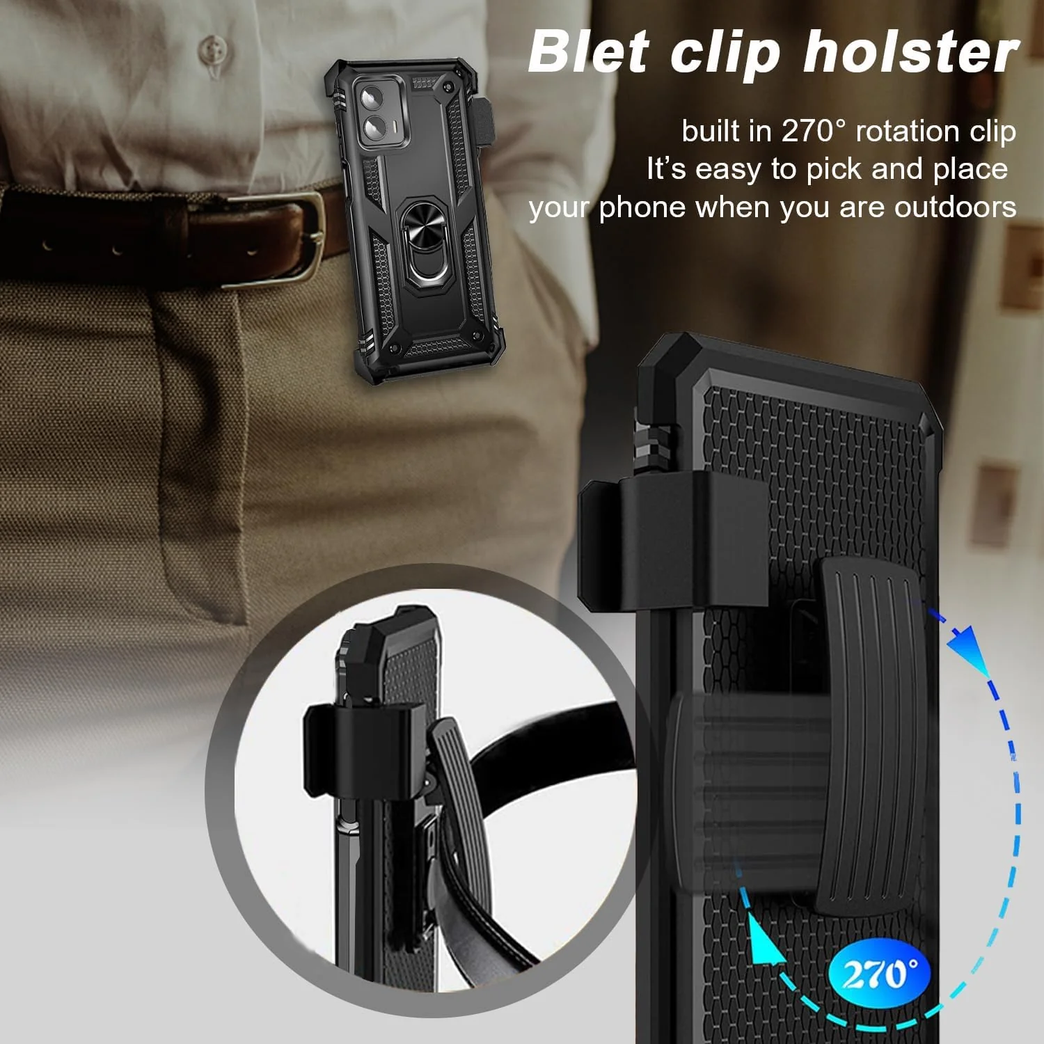 Case Belt Clip Holster Swivel Metal Ring Cover Kickstand Armor - ZDV79 - Image 3