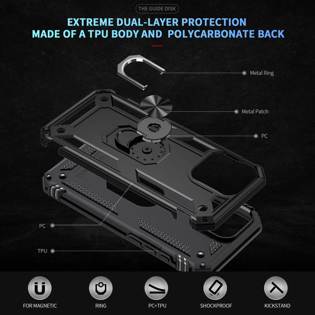 Case Belt Clip Holster Swivel Metal Ring Cover Kickstand Combo - ZDM63 - Image 5