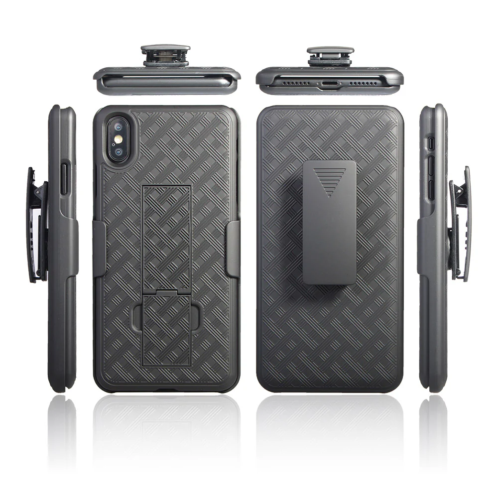 Case Holster Combo Swivel Belt Clip - Dropproof - Kickstand - Black - Fonus L37 - Image 2