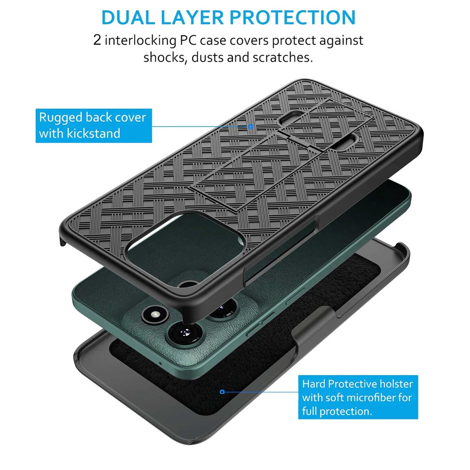 Case with Belt Clip Swivel Holster Combo Cover w Kickstand Armor Drop-Proof - ZDM73 - Image 4