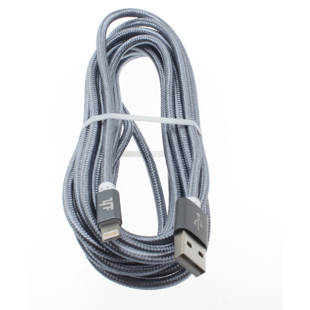 10ft MFI Certified USB to Lightning Cable - Braided - Gray - Pinyi - R27