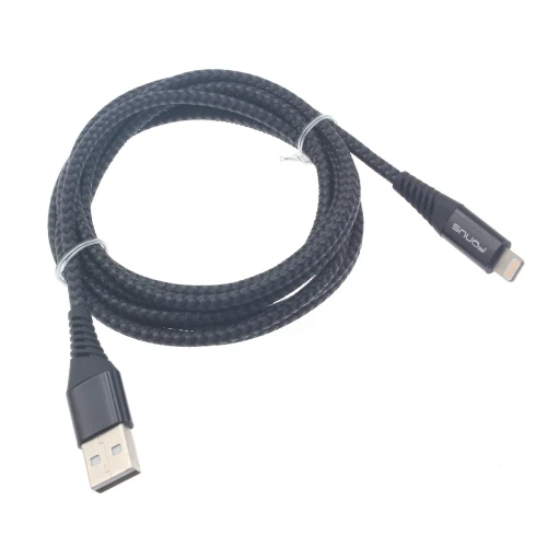 Fonus 6ft Long MFI Certified USB to Lightning Cable - Braided - Black - M39 - Image 2