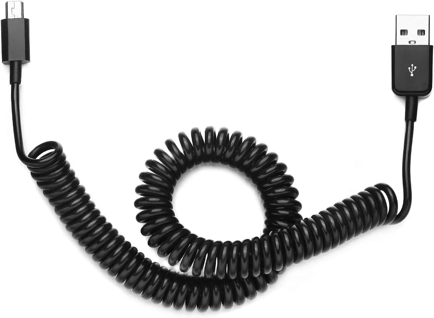 Coiled USB Cable Charger Cord Micro-USB to USB-C Adapter Power Wire Sync Black - ZDK81 - Image 4