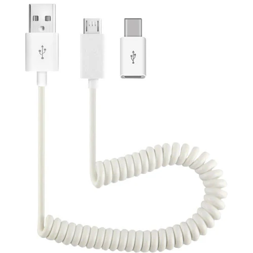 Coiled USB Cable Charger Cord Power Wire Sync White - ZDK34 - Image 2