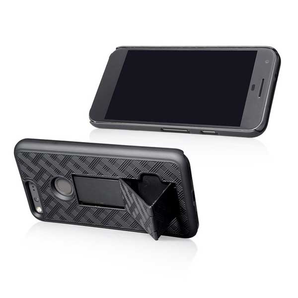 Case Holster Combo Swivel Belt Clip - Dropproof - Kickstand - Black - Fonus J75 - Image 3