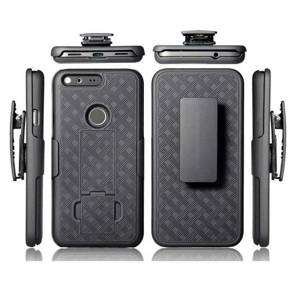 Case Holster Combo Swivel Belt Clip - Dropproof - Kickstand - Black - Fonus J83 - Image 7