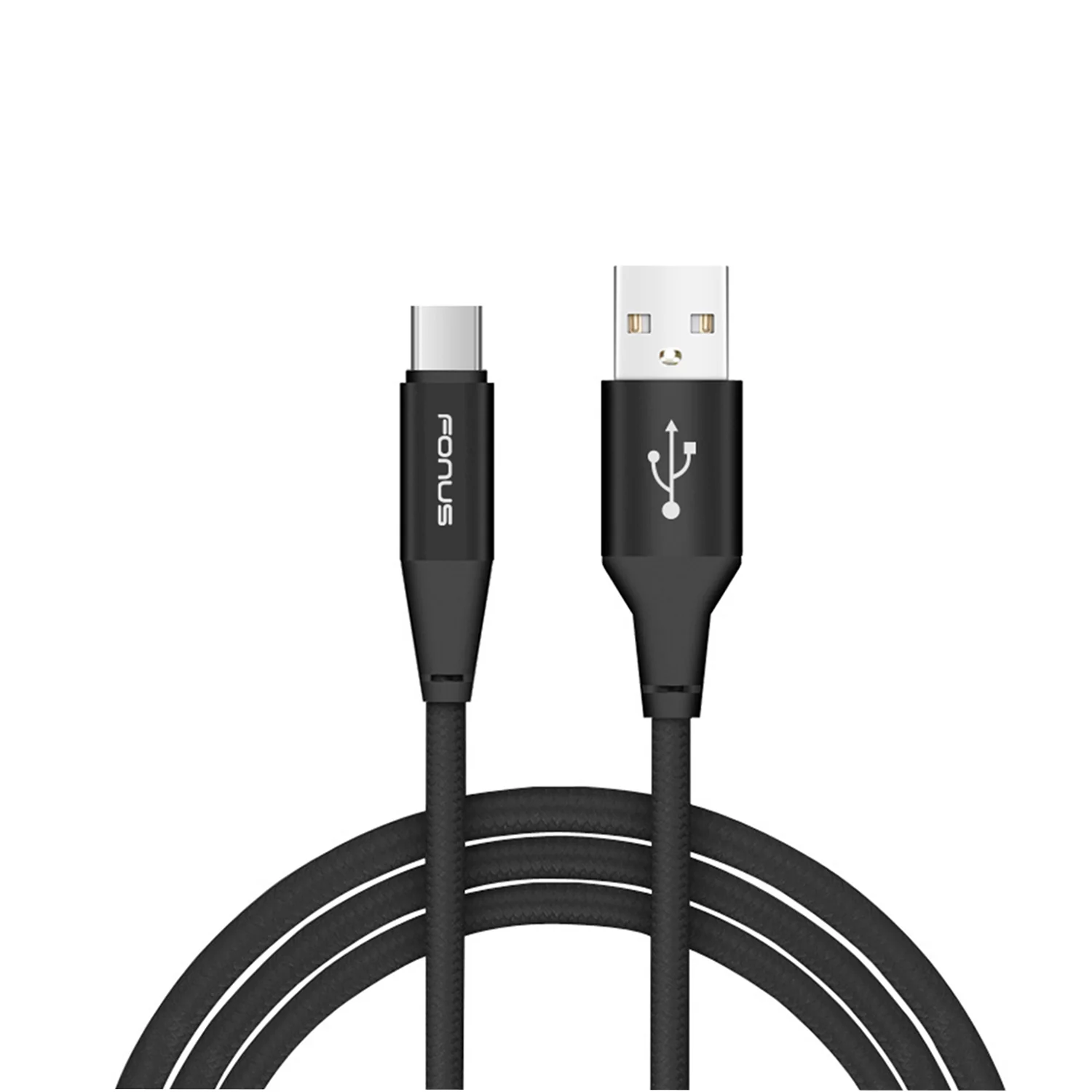 10ft USB-C Cable Charger Cord - Braided - Black - Fonus R12