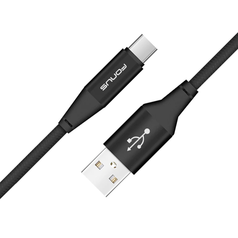 10ft USB-C Cable Charger Cord - Braided - Black - Fonus R12 - Image 3