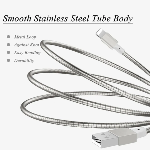 3ft USB-C Cable Charger Cord - Metal - Silver - Fonus E72 - Image 4