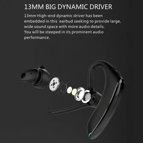 Ear Hook Bluetooth Earphone Wireless Earbud Headphone Boom Mic- ZDE24 - Image 4